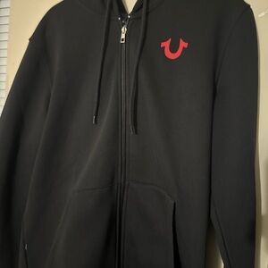 True Religion Black Zip-Up Hoodie